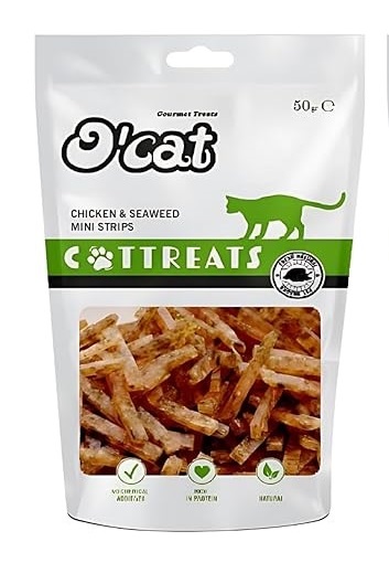 PETS EMPIRE O'Cat Chicken and Seaweed Mini Strips Snacks, Healthy Cat Treats